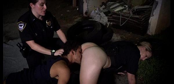  Female officers fuck black dick in back alley